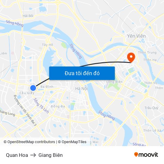 Quan Hoa to Giang Biên map