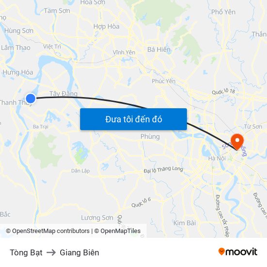 Tòng Bạt to Giang Biên map