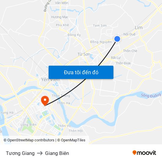 Tương Giang to Giang Biên map