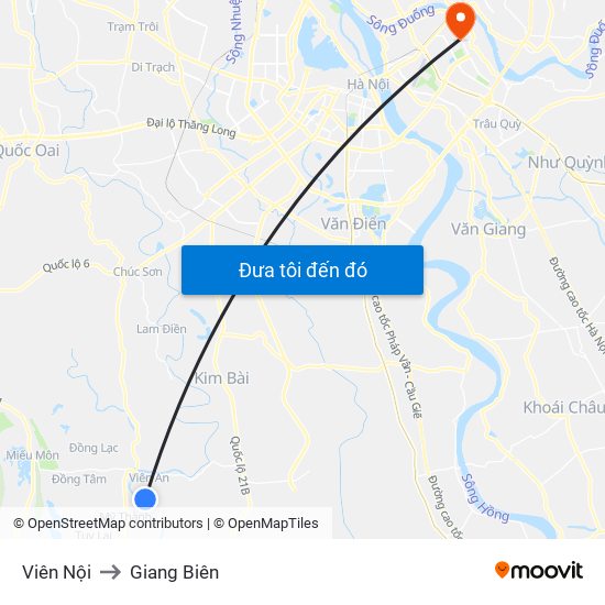 Viên Nội to Giang Biên map