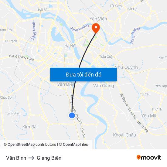 Văn Bình to Giang Biên map
