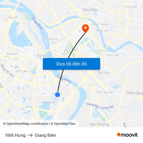 Vĩnh Hưng to Giang Biên map