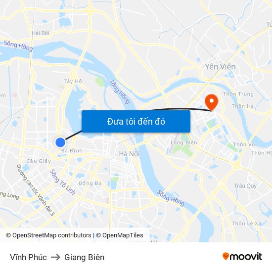 Vĩnh Phúc to Giang Biên map