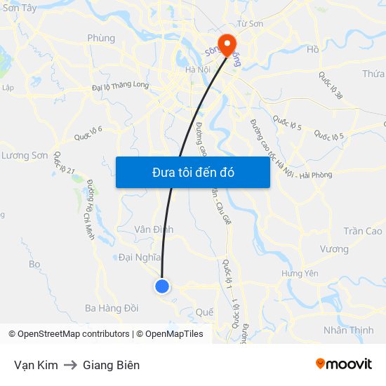 Vạn Kim to Giang Biên map