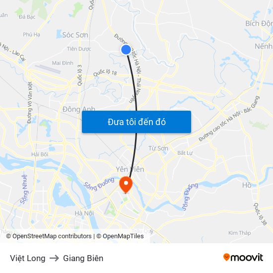 Việt Long to Giang Biên map