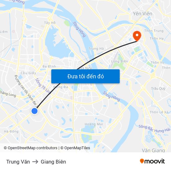 Trung Văn to Giang Biên map