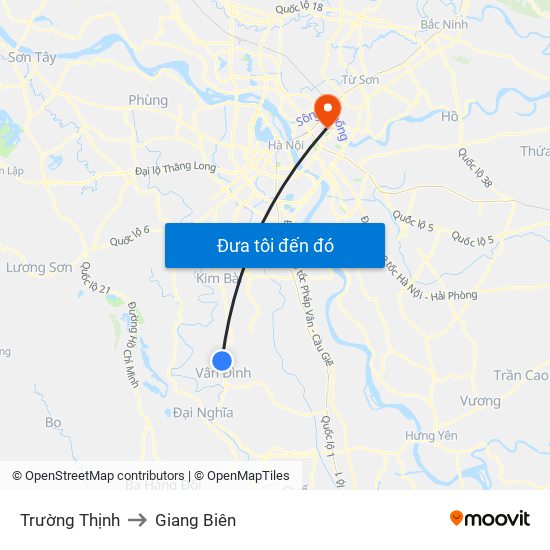 Trường Thịnh to Giang Biên map