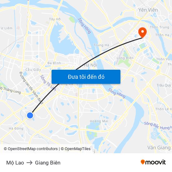 Mộ Lao to Giang Biên map