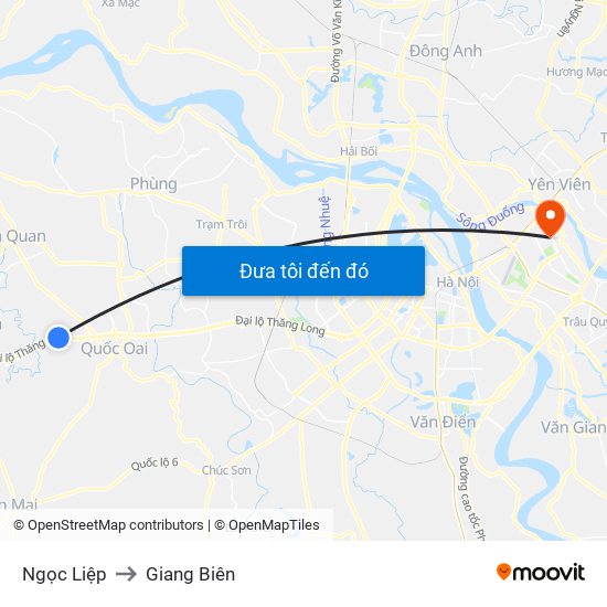 Ngọc Liệp to Giang Biên map