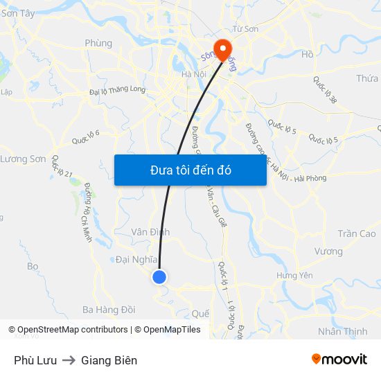 Phù Lưu to Giang Biên map