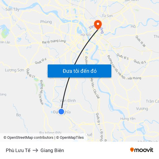 Phù Lưu Tế to Giang Biên map