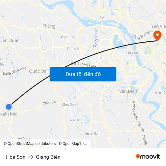 Hòa Sơn to Giang Biên map