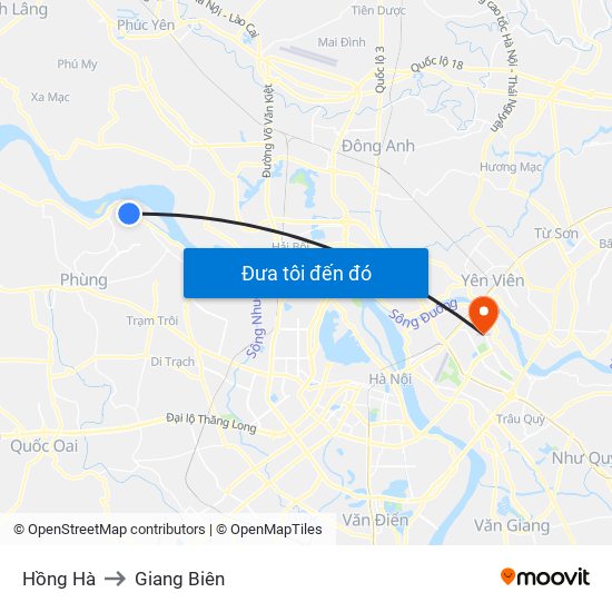 Hồng Hà to Giang Biên map