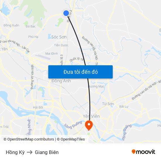 Hồng Kỳ to Giang Biên map