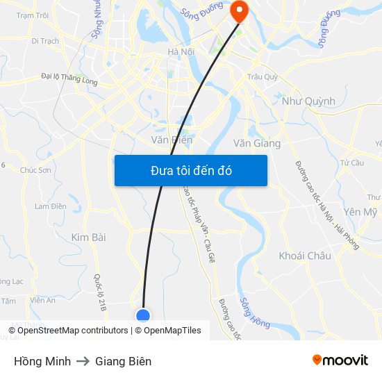 Hồng Minh to Giang Biên map