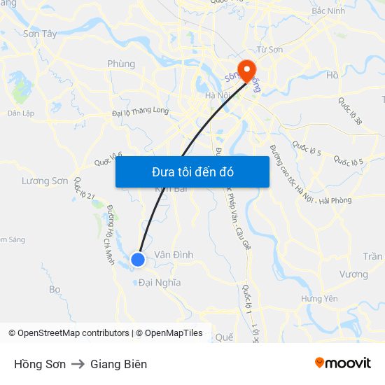 Hồng Sơn to Giang Biên map