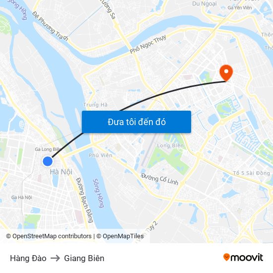 Hàng Đào to Giang Biên map