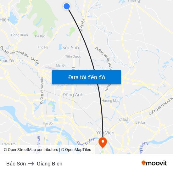 Bắc Sơn to Giang Biên map