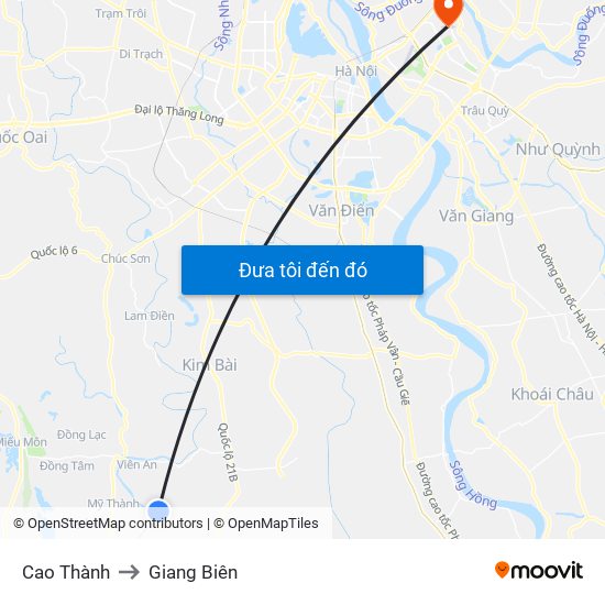 Cao Thành to Giang Biên map