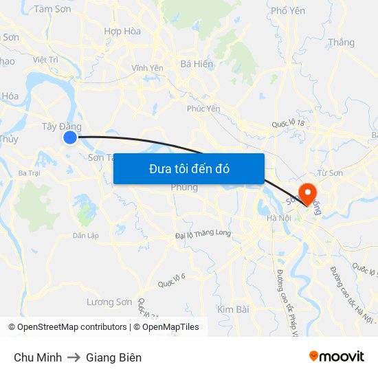 Chu Minh to Giang Biên map