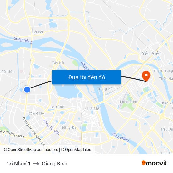 Cổ Nhuế 1 to Giang Biên map