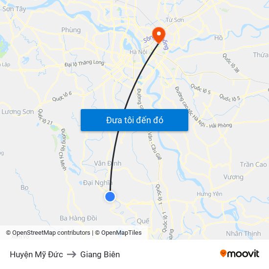 Huyện Mỹ Đức to Giang Biên map