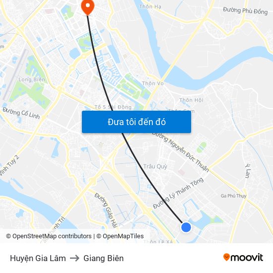 Huyện Gia Lâm to Giang Biên map