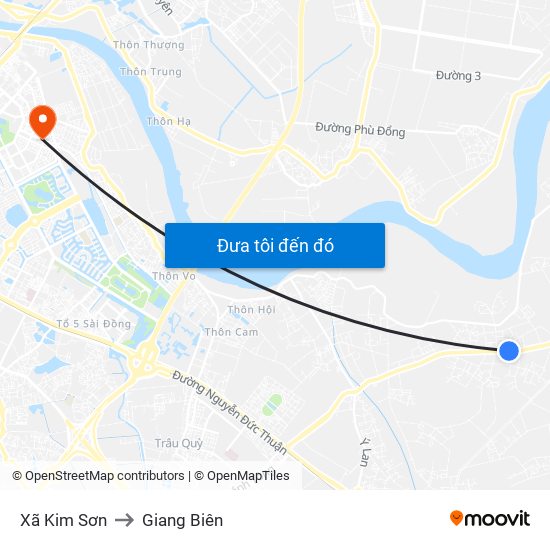 Xã Kim Sơn to Giang Biên map