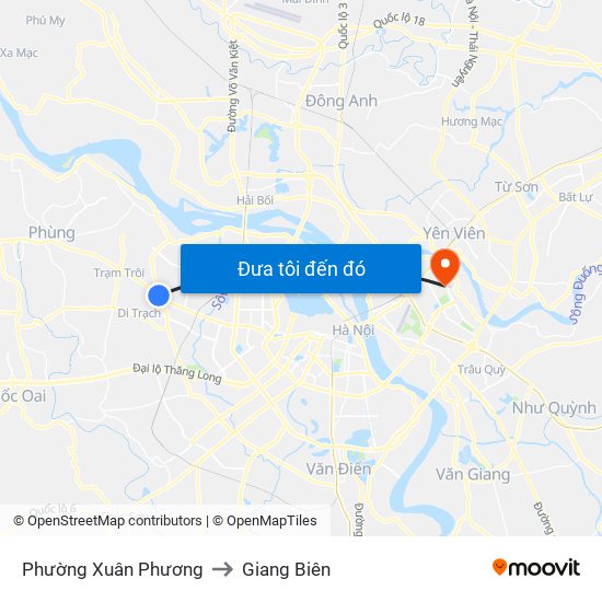 Phường Xuân Phương to Giang Biên map