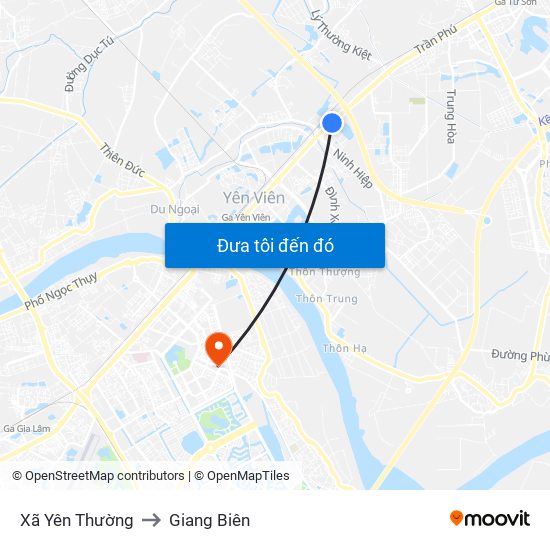 Xã Yên Thường to Giang Biên map