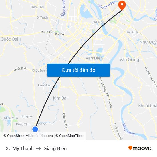 Xã Mỹ Thành to Giang Biên map