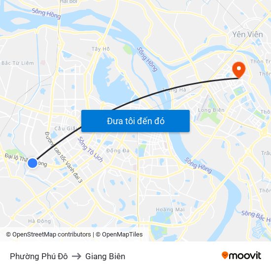 Phường Phú Đô to Giang Biên map