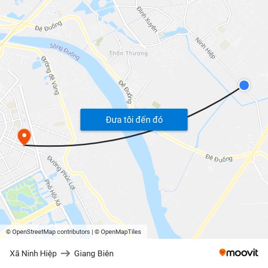 Xã Ninh Hiệp to Giang Biên map