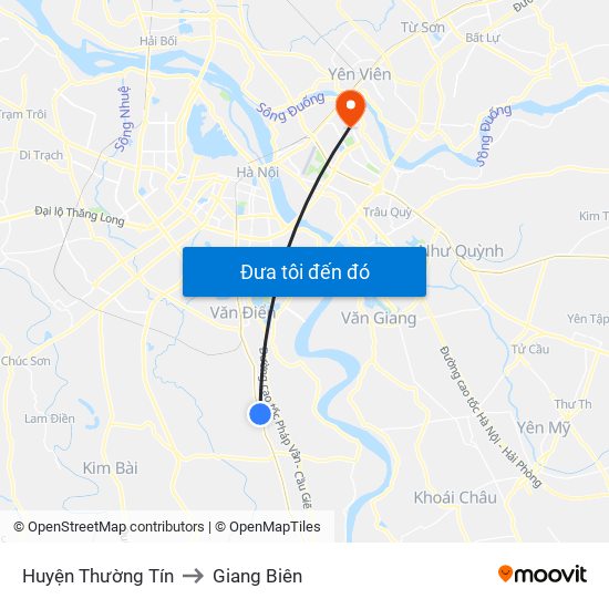 Huyện Thường Tín to Giang Biên map