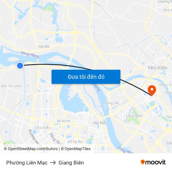 Phường Liên Mạc to Giang Biên map