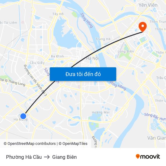 Phường Hà Cầu to Giang Biên map