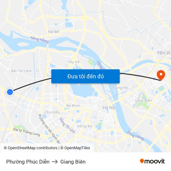 Phường Phúc Diễn to Giang Biên map