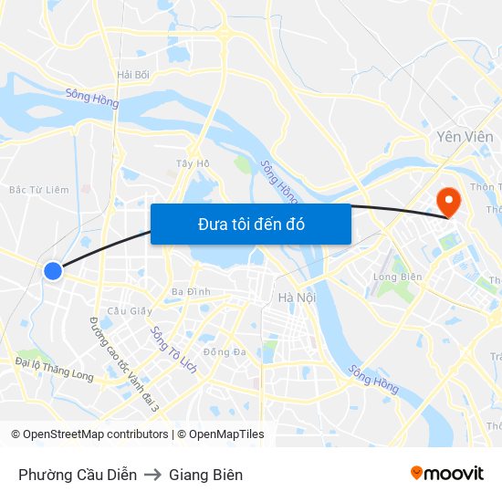 Phường Cầu Diễn to Giang Biên map