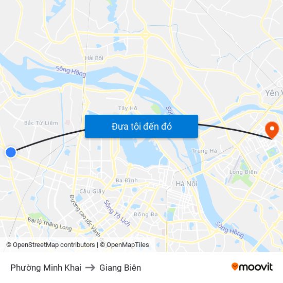 Phường Minh Khai to Giang Biên map