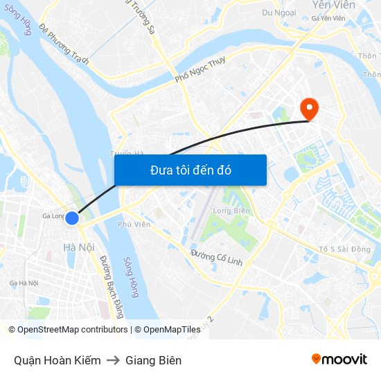 Quận Hoàn Kiếm to Giang Biên map