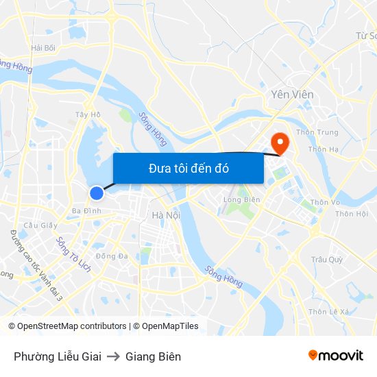 Phường Liễu Giai to Giang Biên map