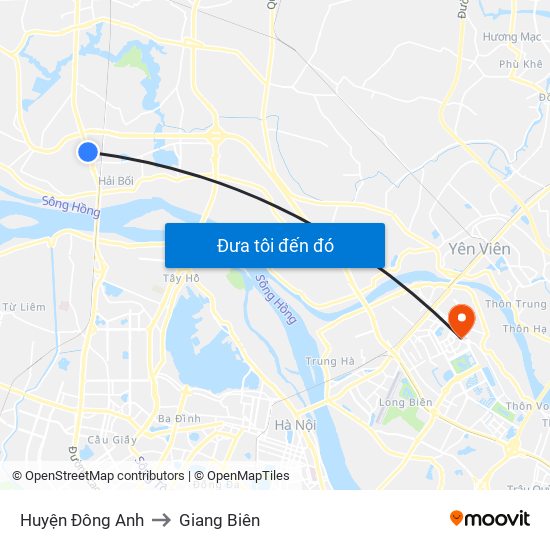 Huyện Đông Anh to Giang Biên map