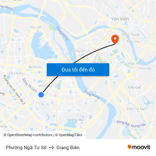 Phường Ngã Tư Sở to Giang Biên map
