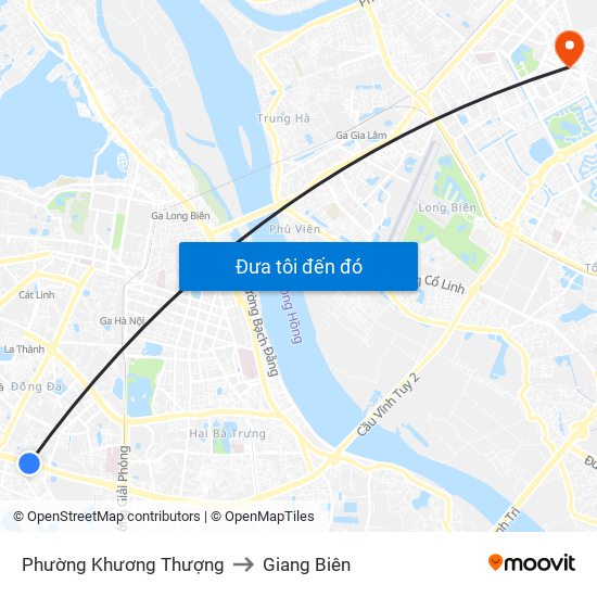 Phường Khương Thượng to Giang Biên map