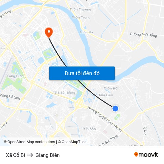 Xã Cổ Bi to Giang Biên map