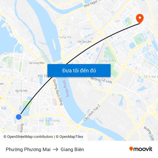 Phường Phương Mai to Giang Biên map