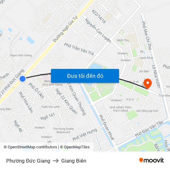 Phường Đức Giang to Giang Biên map