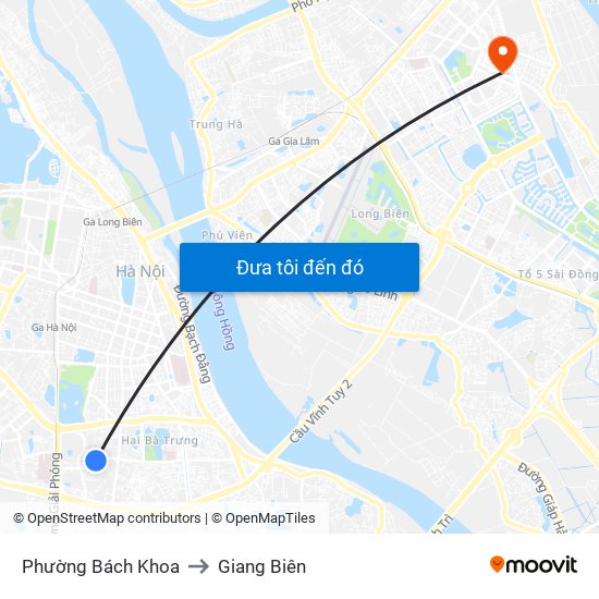 Phường Bách Khoa to Giang Biên map