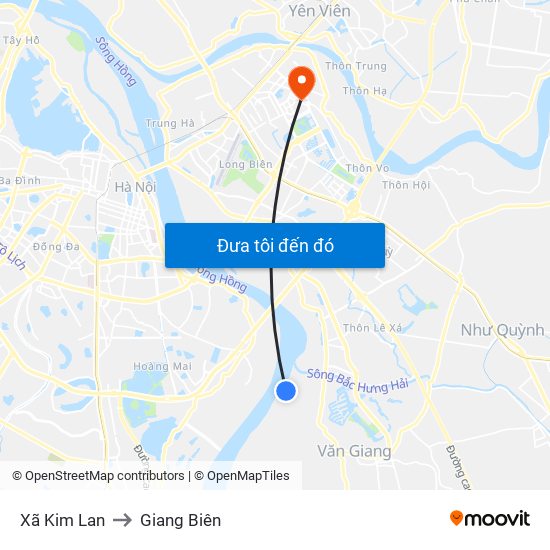 Xã Kim Lan to Giang Biên map