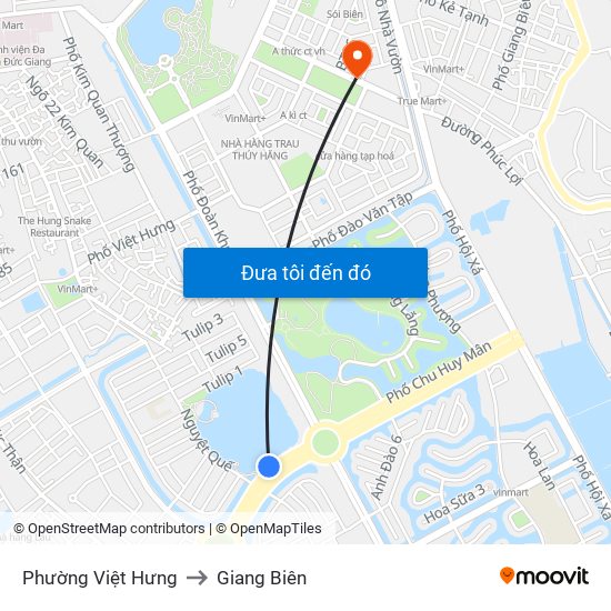 Phường Việt Hưng to Giang Biên map